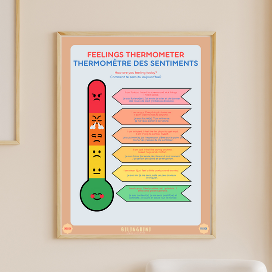 Emotion thermometer for montessori kids and toddlers in french and english